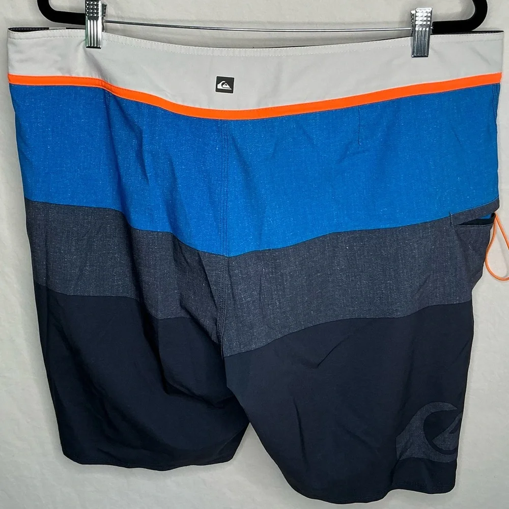 Quiksilver Boardshorts Men’s 40 Logo Colorblock Blue Stripe Swim Summer Beach - Picture 11 of 13